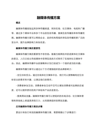 融媒体传播方案