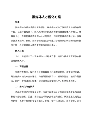 融媒体人才孵化方案