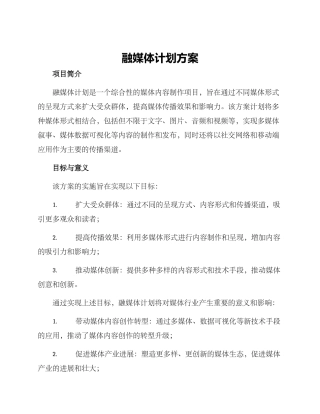 融媒体计划方案