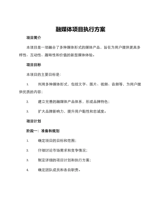 融媒体项目执行方案