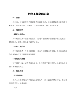 融资工作奖惩方案