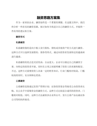 融资思路方案集