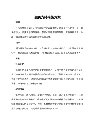 融资支持措施方案