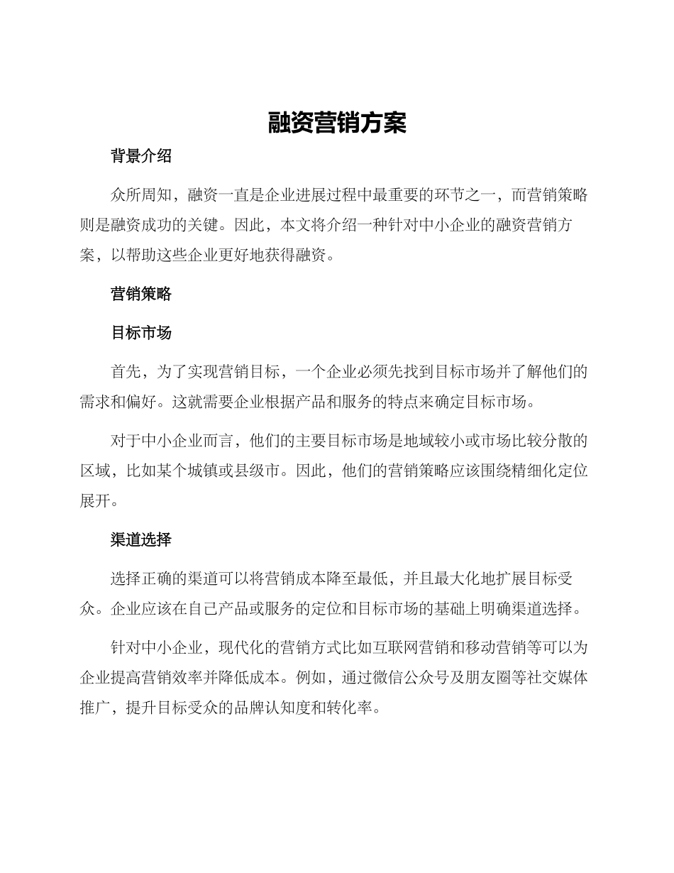 融资营销方案_第1页