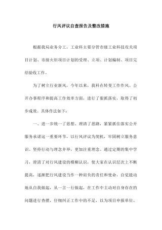 行风评议自查报告及整改措施