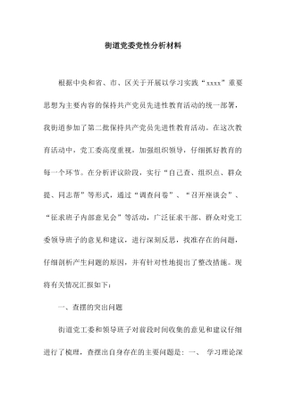 街道党委党性分析材料