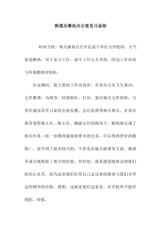 街道办事处办公室见习总结