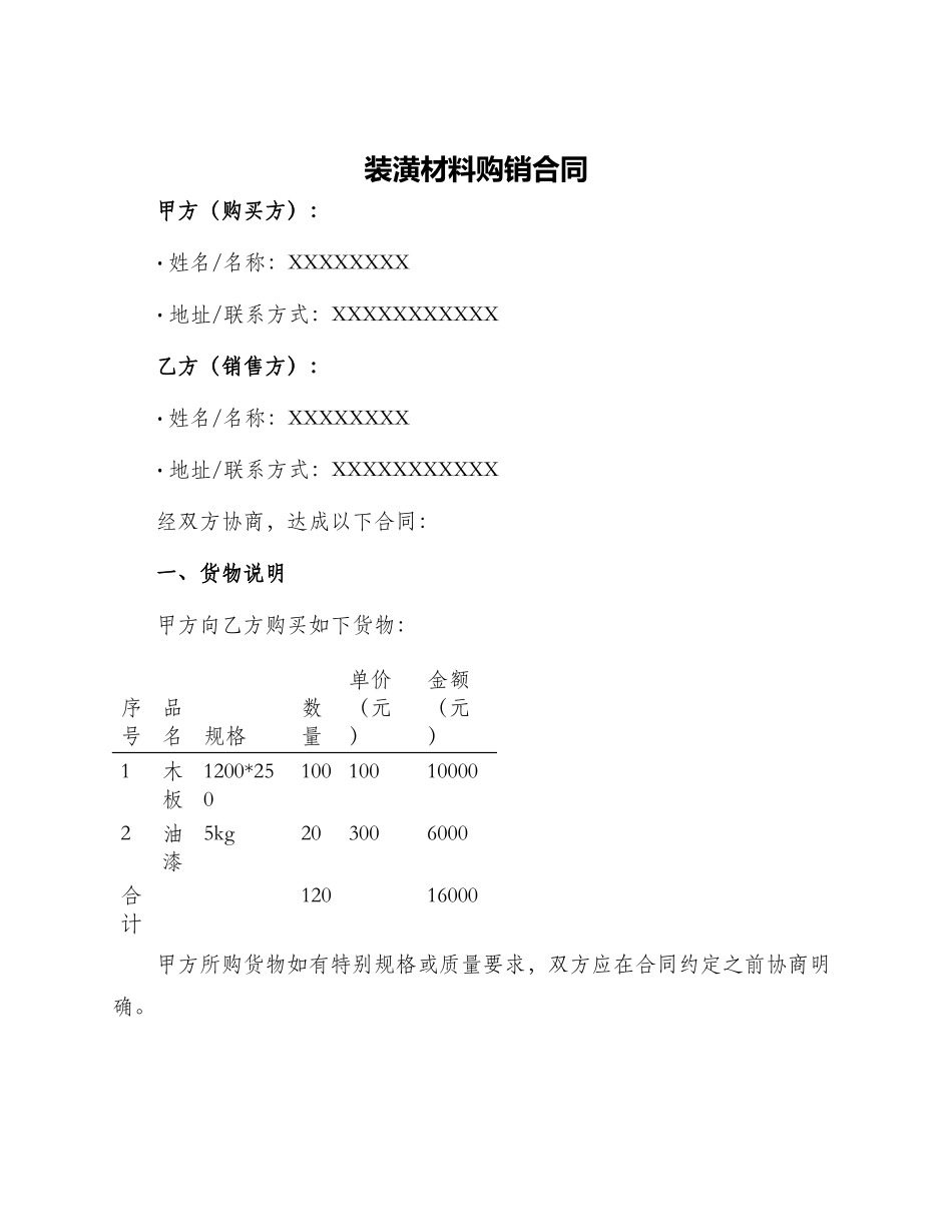 装潢材料购销合同_第1页