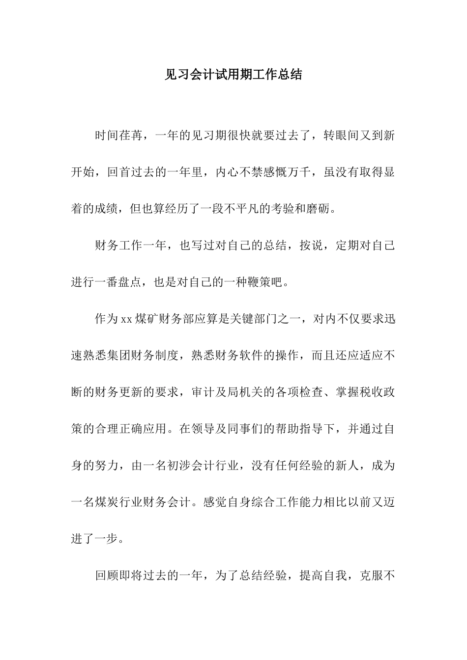 见习会计试用期工作总结_第1页