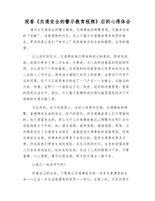 观看《交通安全的警示教育视频》后的心得体会