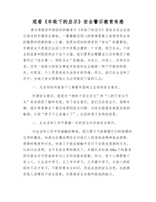 观看《车轮下的启示》安全警示教育有感