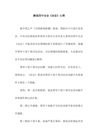 解读四中全会《决定》心得