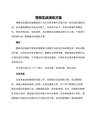 警察实战演练方案