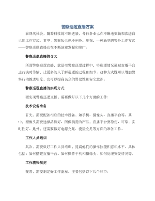 警察巡逻直播方案