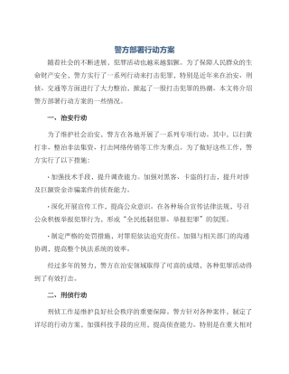 警方部署行动方案