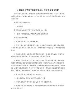 计划类公文范文