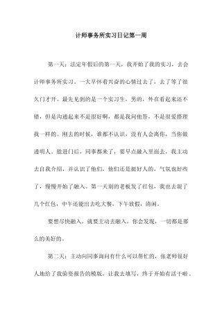 计师事务所实习日记第一周