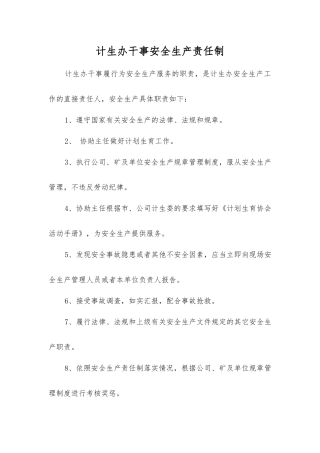 计生办干事安全生产责任制