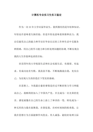 计算机专业实习生实习鉴定