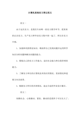 计算机系统实习周记范文