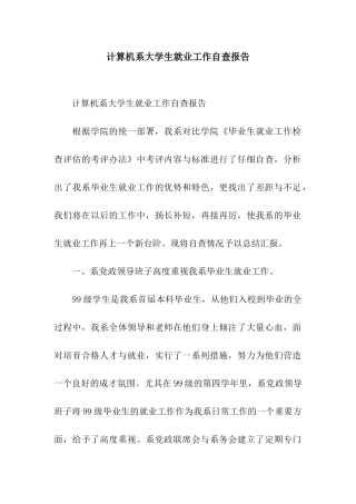 计算机系大学生就业工作自查报告