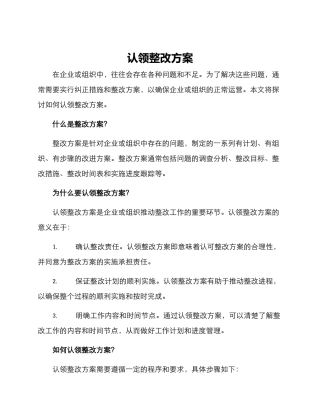 认领整改方案