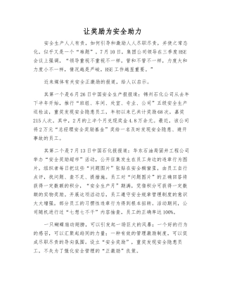 让奖励为安全助力