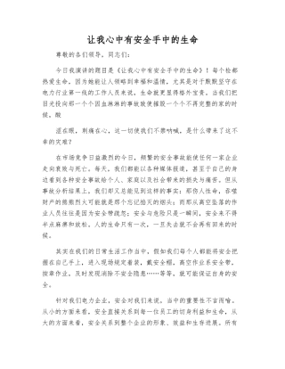 让我心中有安全手中的生命