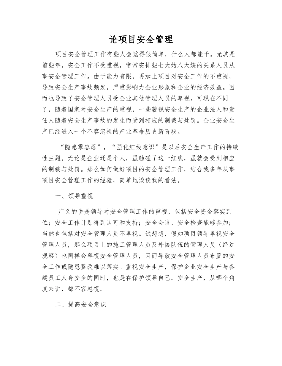 论项目安全管理_第1页