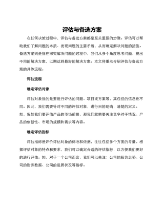 评估与备选方案