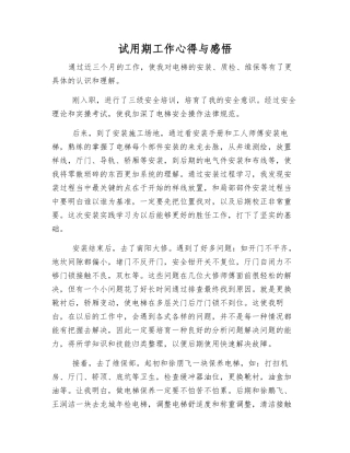试用期工作心得与感悟