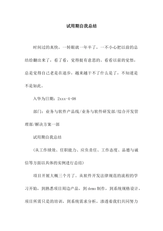 试用期自我总结