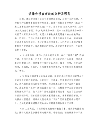 误操作伤害事故的分析及预防