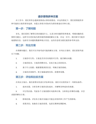 请示领导多种方案