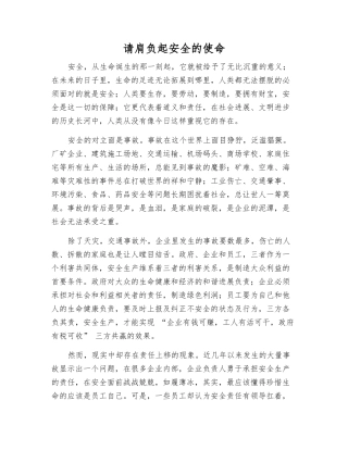 请肩负起安全的使命
