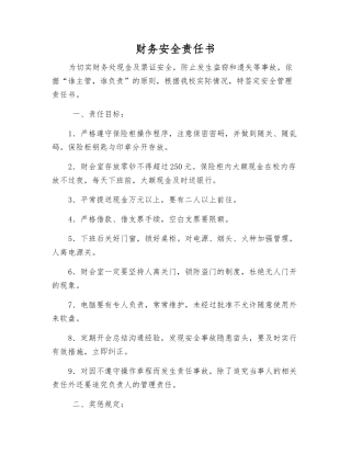 财务安全责任书