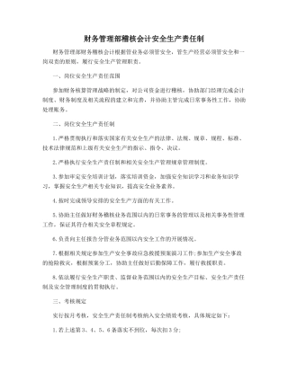 财务管理部稽核会计安全生产责任制