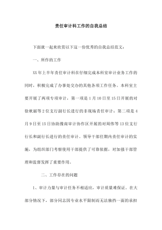 责任审计科工作的自我总结