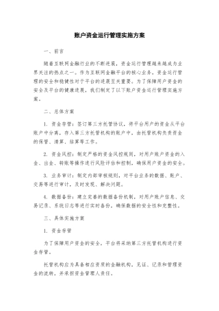 账户资金运行管理实施方案