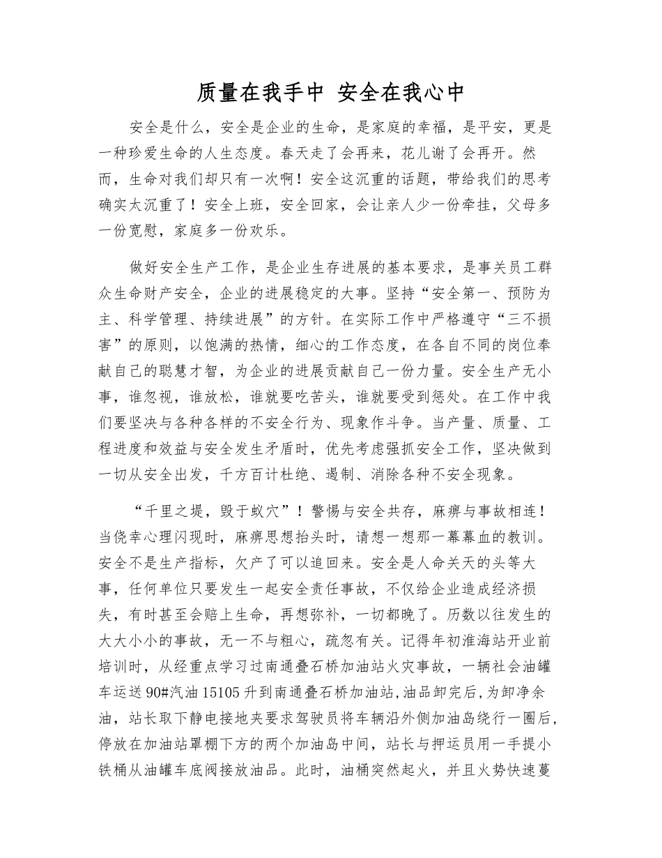 质量在我手中-安全在我心中_第1页