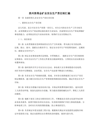 贵州贵得金矿业安全生产责任制汇编