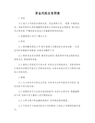 资金风险应急预案