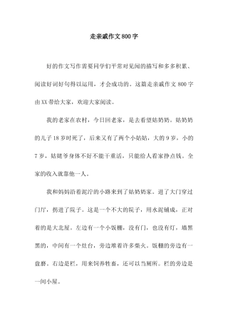 走亲戚作文800字