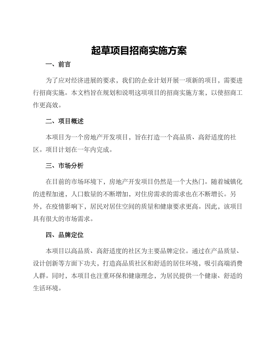 起草项目招商实施方案_第1页