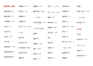 超声常用名词缩写