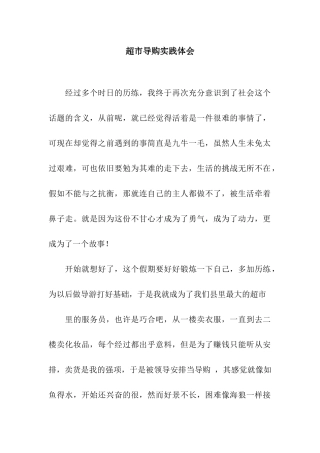 超市导购实践体会