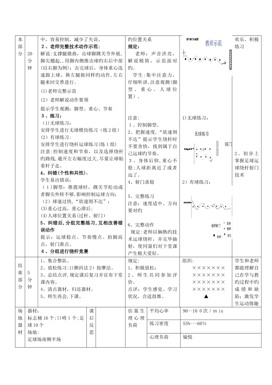 足球绕杆射门教案_第2页