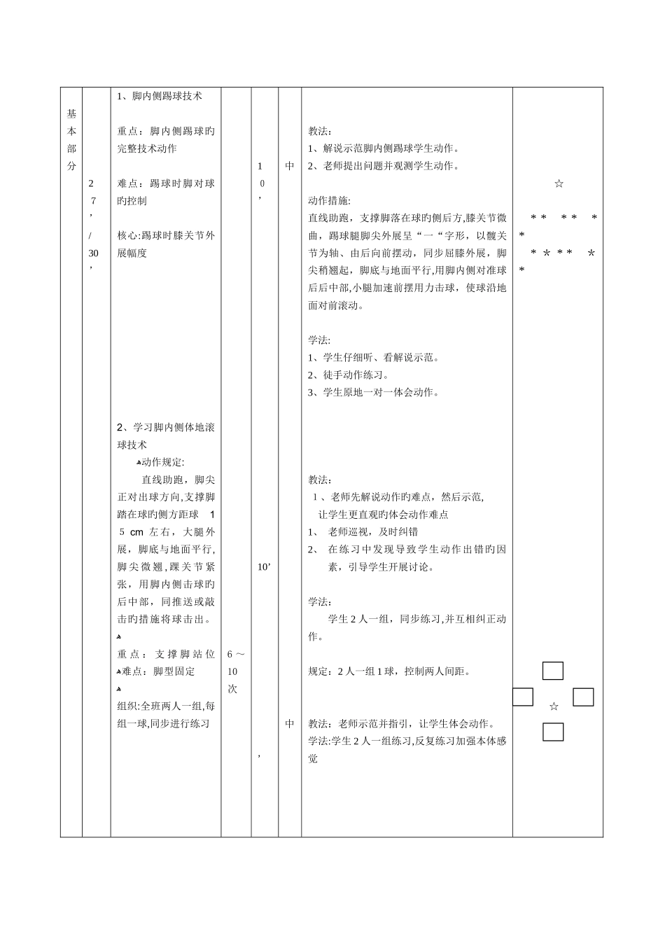足球脚背内侧踢球教案-_第2页