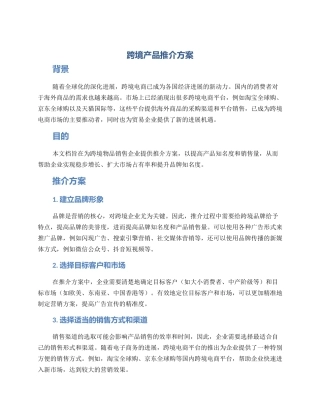 跨境产品推介方案