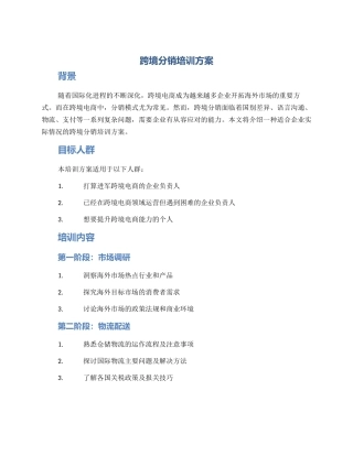 跨境分销培训方案
